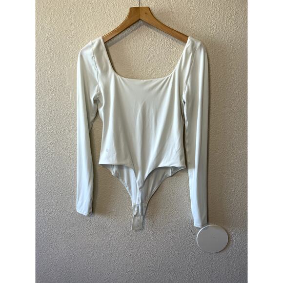 Lululemon Wundermost Ultra-Soft Nulu Square Neck Long Sleeve Bodysuit Ivory Med - Picture 3 of 13